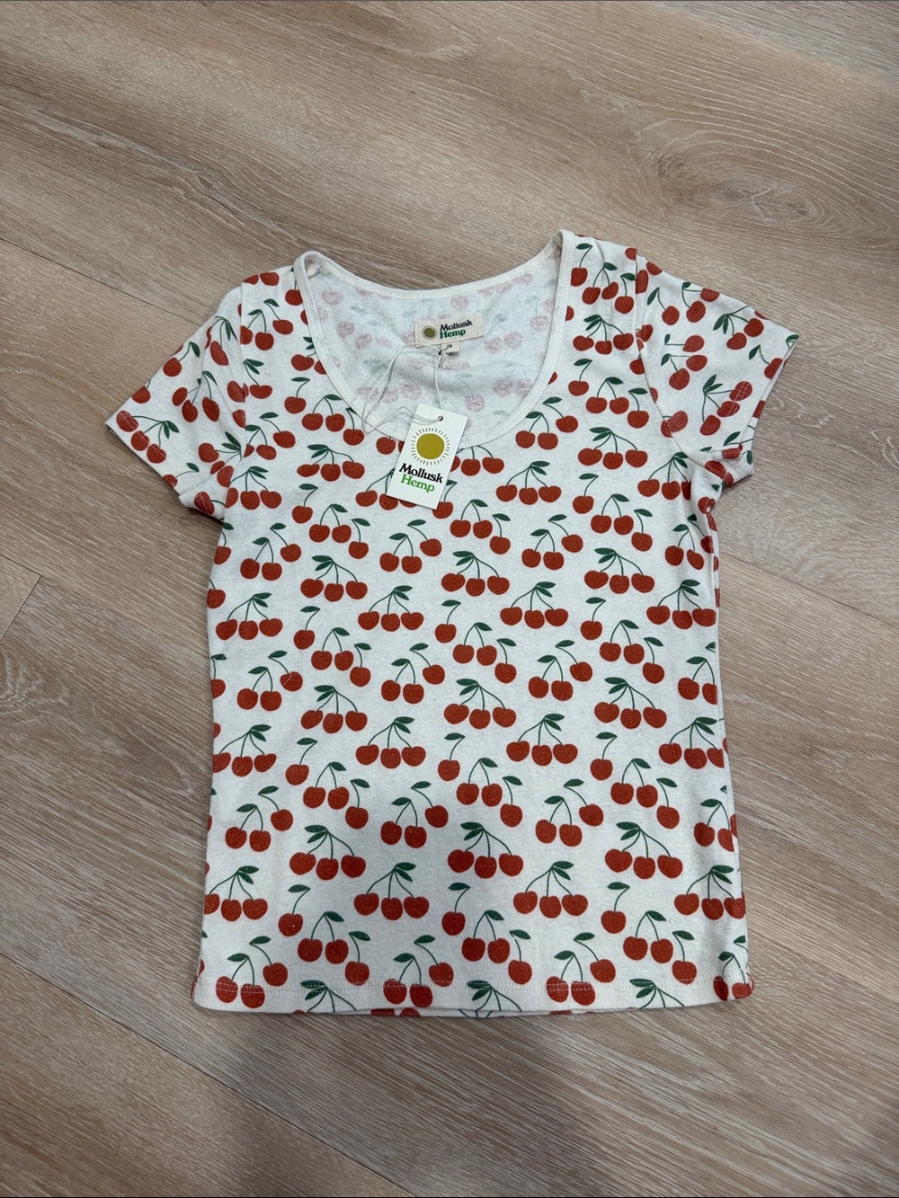 Women’s Mollusk Hemp White Cherry Print Tee